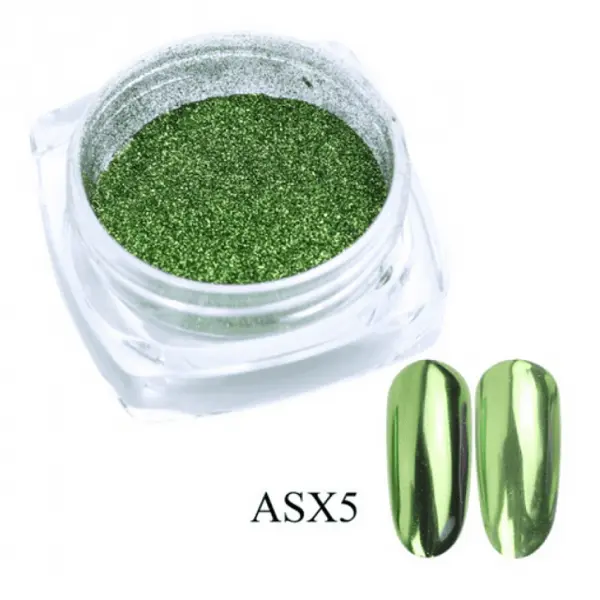 Pigment Efect Oglindă Light Green HQ ASX5 – Pigment Chrome Verde pentru Unghii