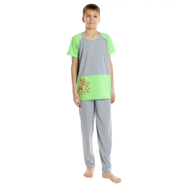 Pijama copii (baieti) AP2521 gri/vernil, Andana | marimea 36 (9/10 ani)
