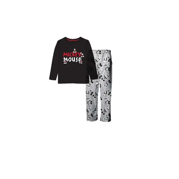 Pijama copii, cu maneca lunga, 100% bumbac, negru gri, Mickey Mouse, Disney Engros
