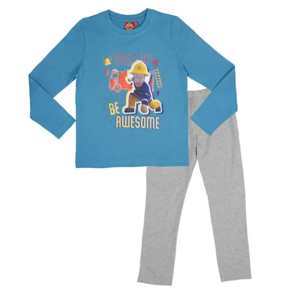 Pijama copii, cu maneca lunga, albastru, 100% bumbac, Wake Up, Fireman Sam Engros