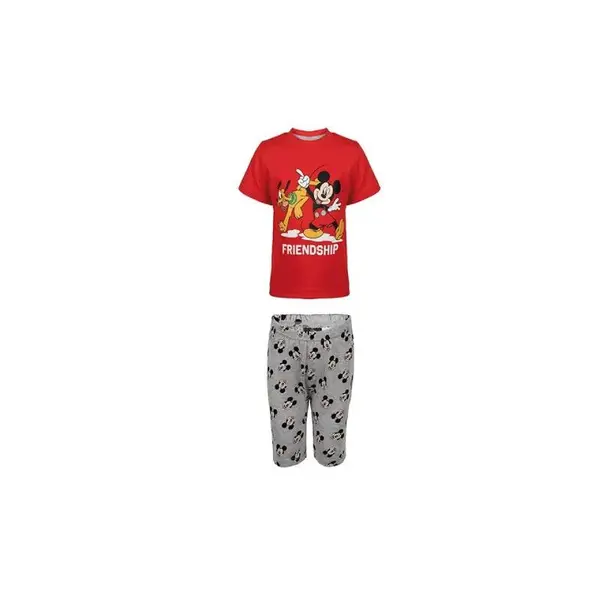 Pijama copii, cu maneca scurta, 100% bumbac, rosu gri, Mickey Mouse, Disney, spi220 Engros