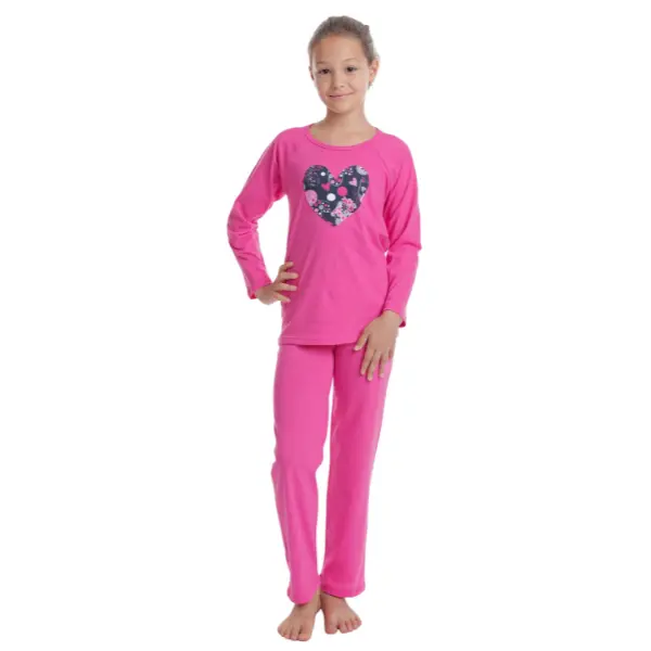 Pijama copii (fete) AT2439 ciclame Heart, Andana | marimea 34 (7/8 ani)