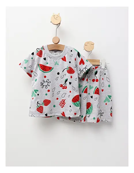 Pijama de vara gri-rosu Pepene