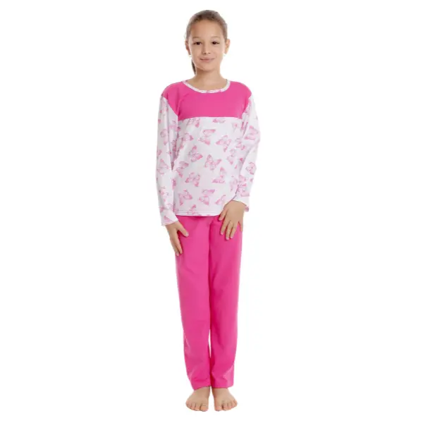 Pijama fete AI2502 ciclame/alb fluturi, Andana | marimea 36 (9/10 ani)