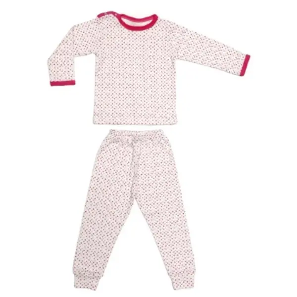 Pijama maneca lunga RB11 alb/bulinute colorate, Rombaby | 3/4 ani