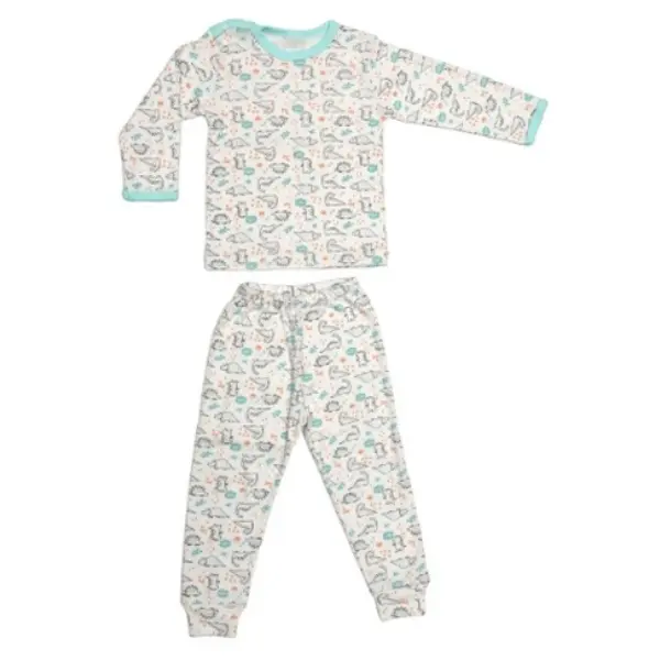 Pijama maneca lunga RB11 alb/dinozauri, Rombaby | 4/5 ani
