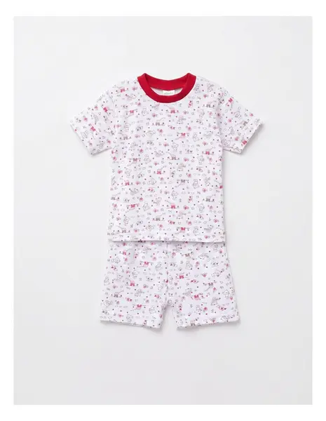 Pijama MS imprimata Bear & Birds, rosu