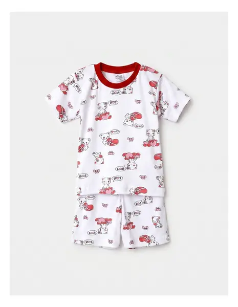 Pijama MS imprimata Love Cats rosu