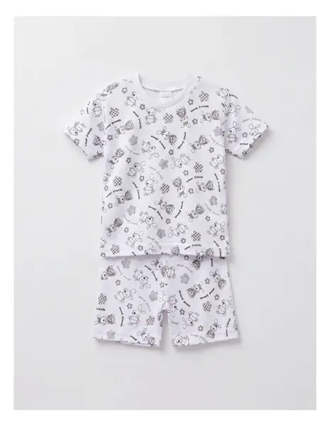 Pijama MS imprimata Sweet Friends, cu gri