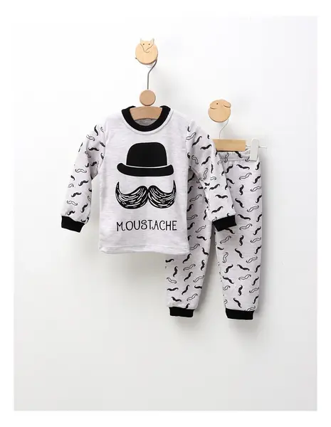 Pijama Mustache, gri-negru