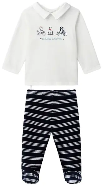 Pijama pentru bebeluși Sergent Major - cu broderie, cățeluș, 9 luni