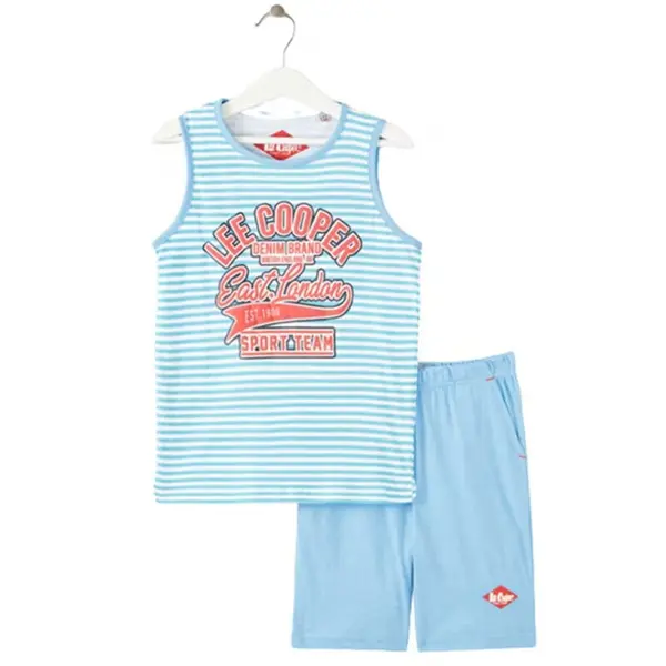Pijamale copii, albastru, cu buzunare laterale, 100% bumbac, Lee Cooper Engros
