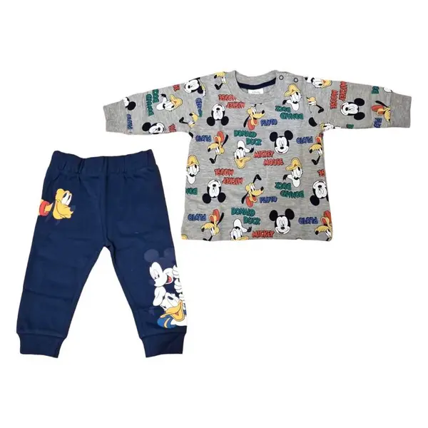 Pijamale copii cu maneca lunga, multicolor, 100% bumbac, Mickey Mouse Engros