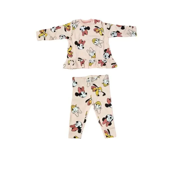 Pijamale copii cu maneca lunga, multicolor, 100% bumbac, Minnie Mouse Engros