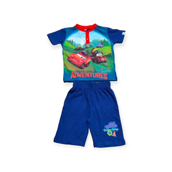 Pijamale copii cu maneca scurta, 100% bumbac, albastru, Gear Up For Adventures, Cars Engros