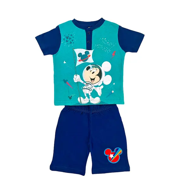 Pijamale copii cu maneca scurta, 100% bumbac, multicolor, Astronaut, Mickey Mouse Engros