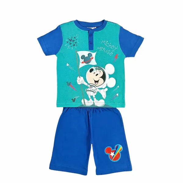 Pijamale copii cu maneca scurta, 100% bumbac, multicolor, Astronaut, Mickey Mouse, Disney Engros