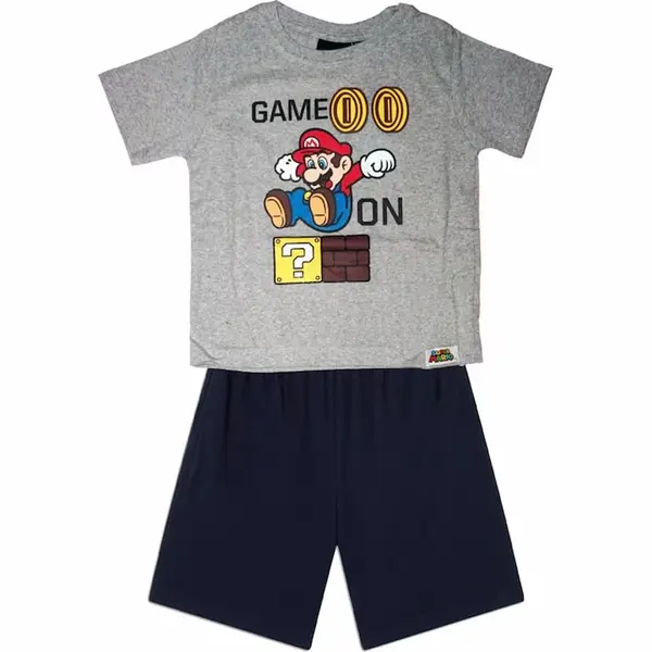 Pijamale copii cu maneca scurta, 100% bumbac, multicolor, Game On, Super Mario Engros