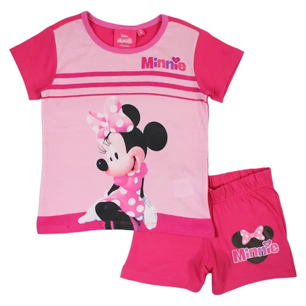 Pijamale copii cu maneca scurta, 100% bumbac, multicolor, Happy, Minnie Mouse, Disney Engros