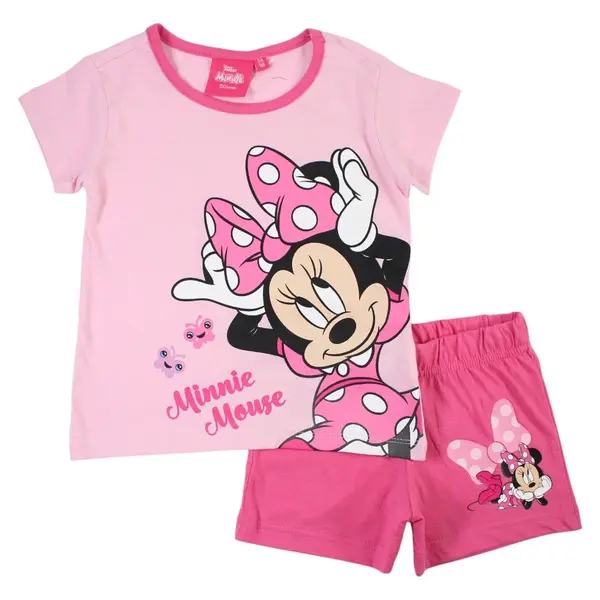 Pijamale copii cu maneca scurta, 100% bumbac, multicolor, Happy, Minnie Mouse Engros