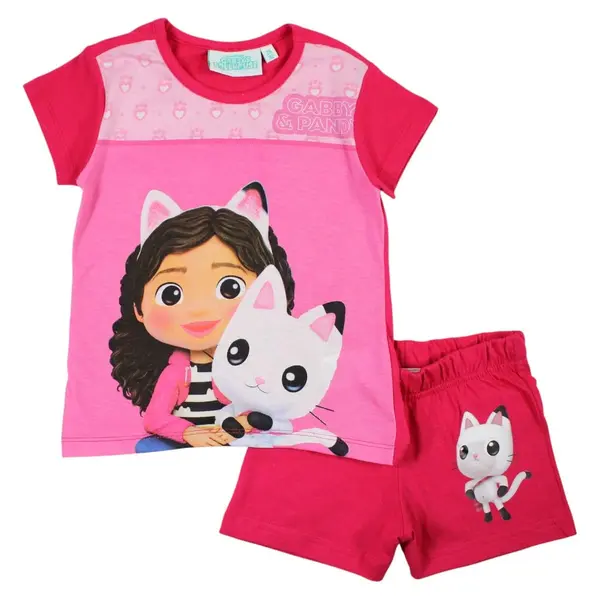 Pijamale copii cu maneca scurta, 100% bumbac, multicolor, Happy, Gabby s Dollhouse Engros