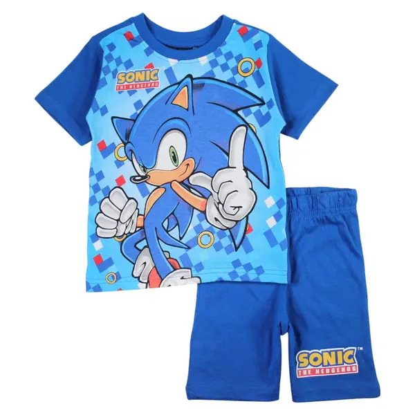 Pijamale copii cu maneca scurta, 100% bumbac, multicolor, Happy, Sonic Engros
