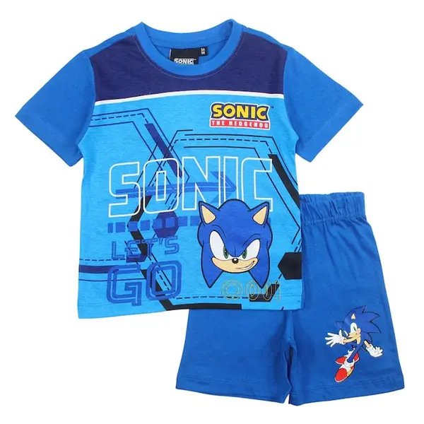 Pijamale copii cu maneca scurta, 100% bumbac, multicolor, Let s Go, Sonic Engros