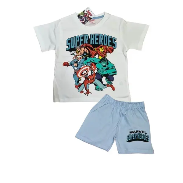 Pijamale copii cu maneca scurta, bumbac, multicolor, Super Heroes, Avengers Engros