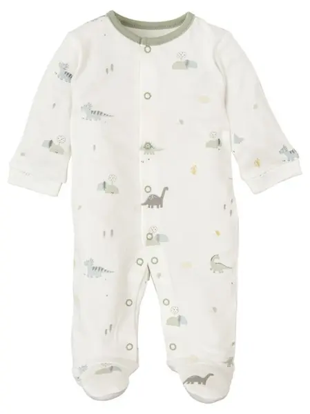Pijamale pentru bebeluși Bimbidreams - TREX, 0-1 luni, alb/verde