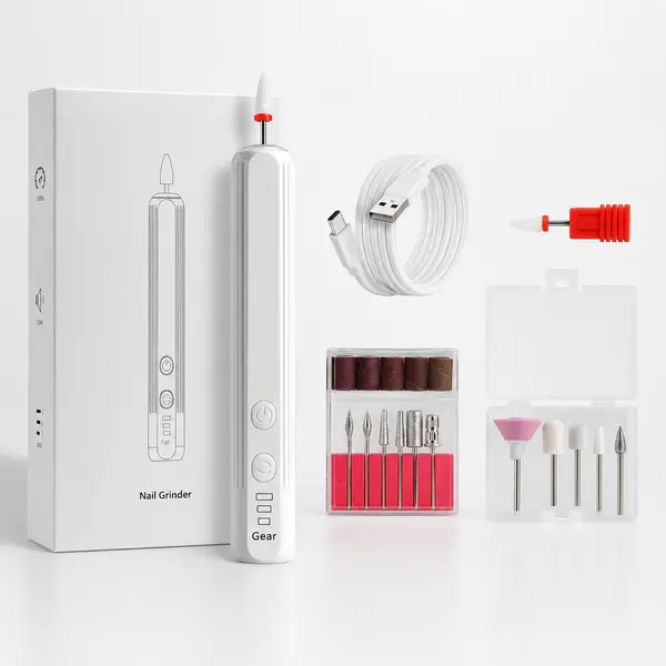 Pila Electrica Profesionala pentru Unghii 6 in 1 – Reincarcabila USB, Alb, FZ004
