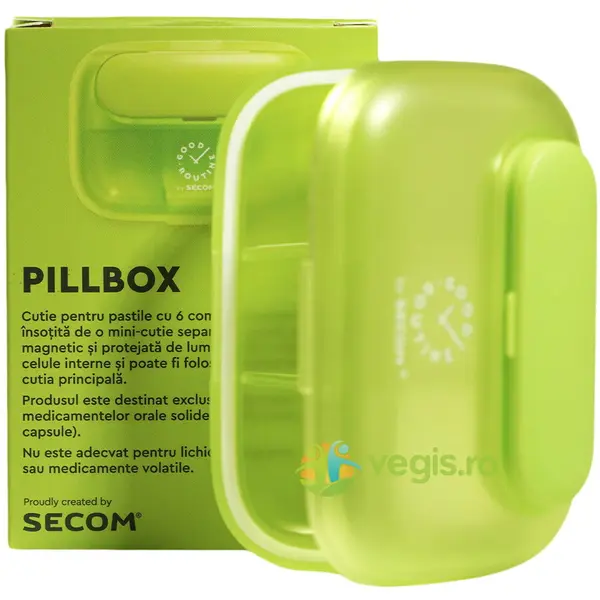 Pillbox Cutie pentru Pastile Verde 1buc Secom,