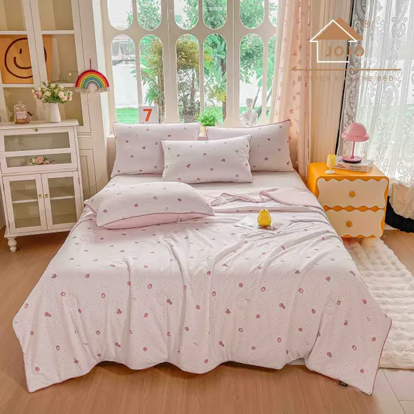 Pilota de Vara Premium Cooling Touch 200x230 cm + 2 Fete de Perna 50x70 cm , Efect Racoritor - Roz
