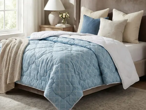 Pilota Duo Comfort Azure 180×200, Somnart, matlasata, umplutura medie-groasa 300 gr/mp, pentru primavara – toamna