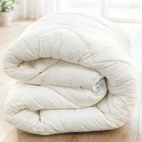 Pilota Lana Merino 100% LanaWool 180x220 cm Subtire 500 g mp Exterior Bumbac OekoTex Clasa 1, Vara, Alb - LANAWOOL Alb, 180x220 cm, 2 (1-6)