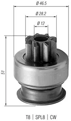 Pinion electromotor potrivit HYUNDAI ACCENT, GALLOPER I, H-1, H-1 STAREX, H100, LANTRA I, SONATA II, SONATA III, SONATA IV, TERRACAN; KIA SORENTO I 1.3-3.5 01.83-