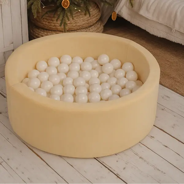 Piscină cu bile, Catifea Crem, 200 de bile, Cream Christmas, Velvet, TWINDECO