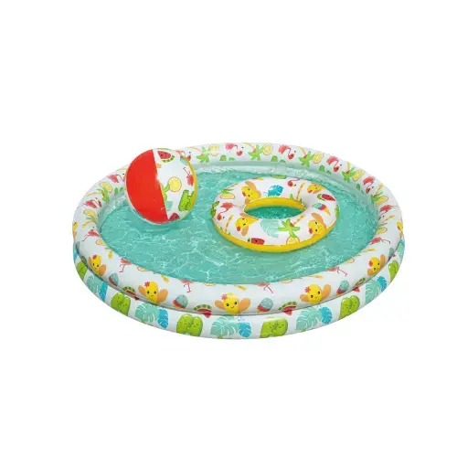 Piscina gonflabila Bestway Summer, cu minge si colac, 122 x 20 cm, 137 l