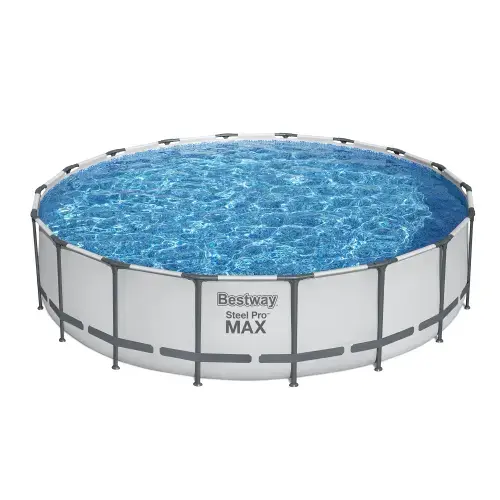 Piscina rotunda cu pompa cu filtru, prelata protectie si scara acces incluse Bestway Steel Pro Max, diametru 549 cm, inaltime 122 cm, volum 23062 litri, debit pompa 5678 l/h, Gri