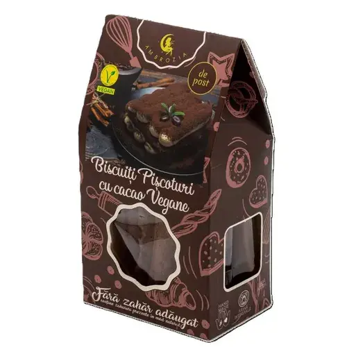 Pișcoturi Vegane cu Cacao, Fără Zahăr Adăugat, 130g | Ambrozia