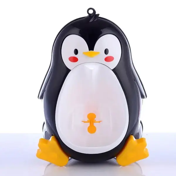 Pisoar pentru baieti Little Mom Cute Penguin Black sigur si rezistent, cu montare versatila prin ventuze de perete, sau agatare, dimensiune 26 x 37cm