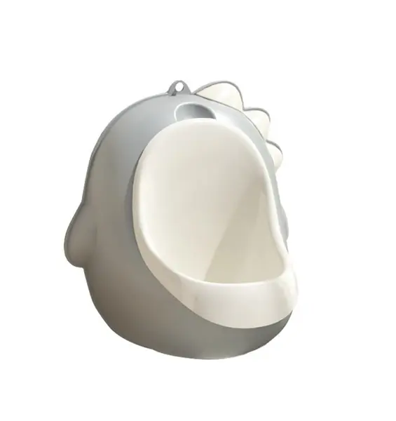 Pisoar pentru baieti Little Mom Grey Dino, cu vas colector detasabil, design ergonomic si suspendabil, dimensiune 30 x 26 cm