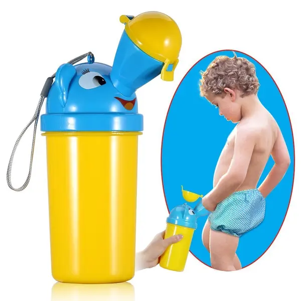 Pisoar pentru baieti Little Mom Pee Trainer Yellow portabil si reutilizabil, cu sistem anticurgere, capacitate 500 ml