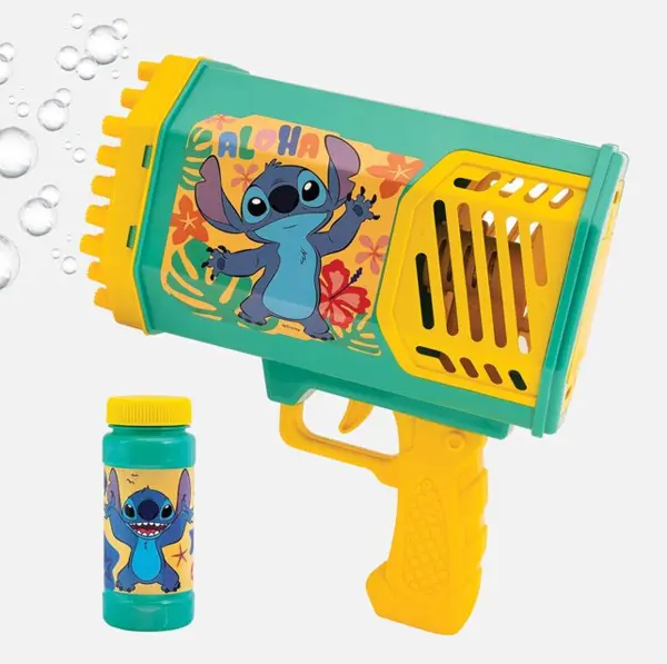 Pistol gigant pentru baloane de sapun Stitch Giga Bubble Blower cu lumini