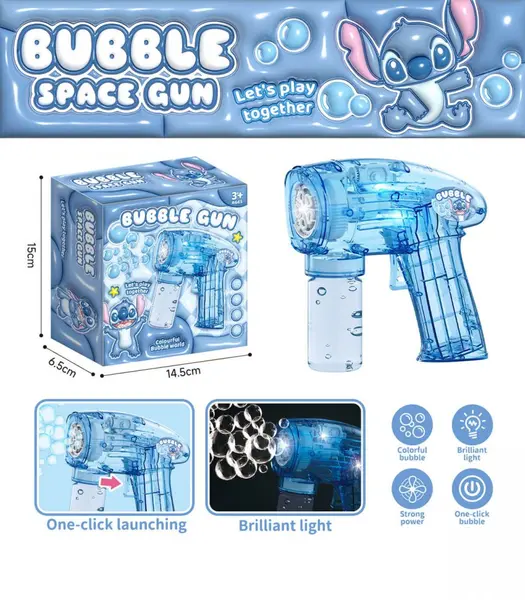 Pistol transparent pentru baloane de sapun Stitch