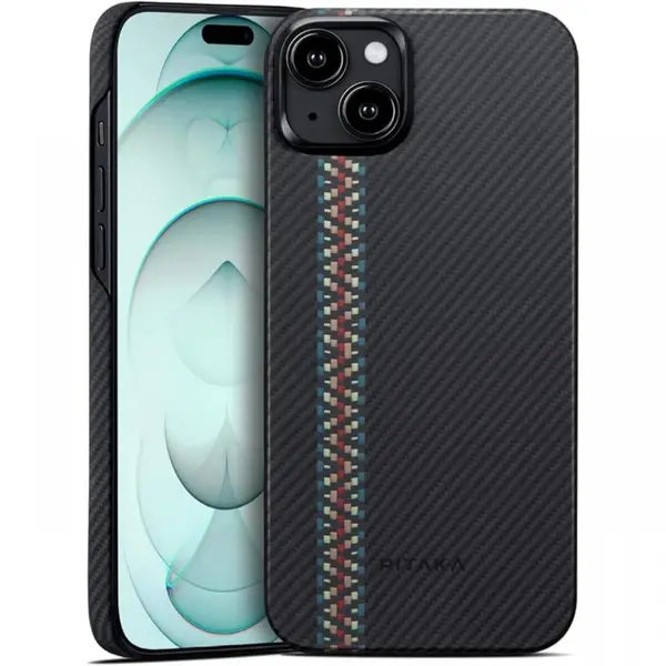 Pitaka Husa MagEZ 4 Aramida 600D iPhone 15 Plus, MagSafe Rhapsody