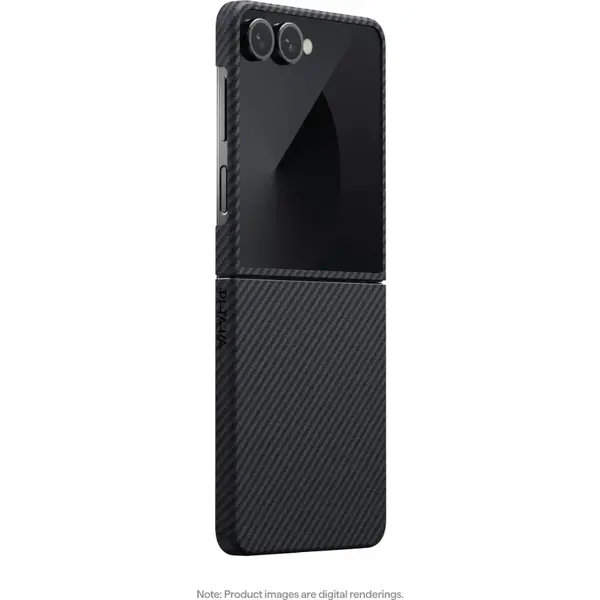 Pitaka Husa Pitaka pentru Samsung Galaxy Z Flip7, MagEZ 7, 600D, Ultra-Slim, Negru/Gri