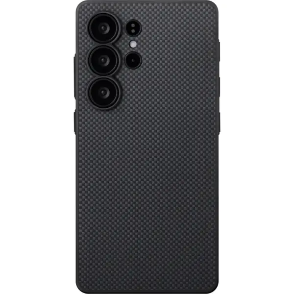 Pitaka Husa Pitaka PIN Button, Aramida, pentru Samsung Galaxy S25 Ultra, Negru/Gri