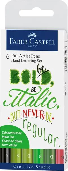 Pitt artist pen set caligrafic 6 buc verde Faber-Castell Pitt artist pen set caligrafic 6 buc verde Faber-Castell