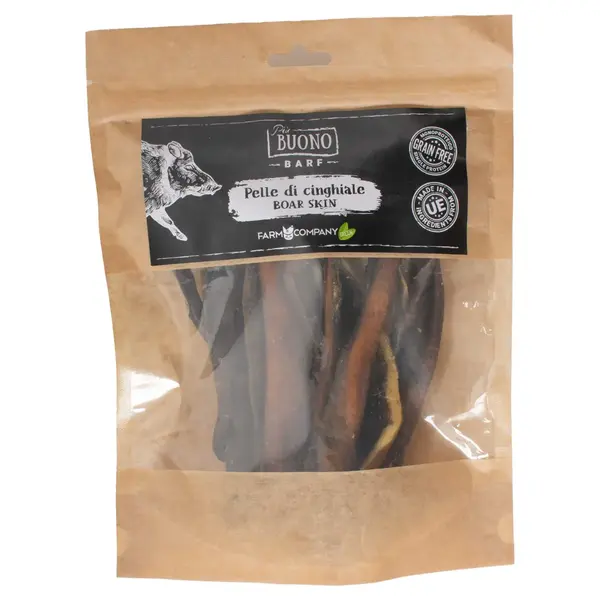 PIU BUONO Piele Uscata de Mistret, XS-XL, punguță recompense câini, 250g