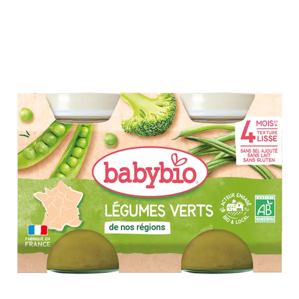Piure bio din legume de gradina +4 luni, 2 x 130g, BabyBio